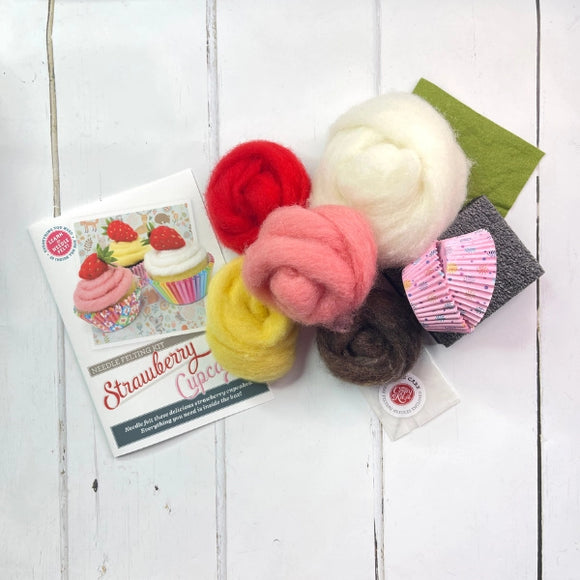 The Crafty Kit Company Strawberry Cupcakes Needle Felting Craft Kit