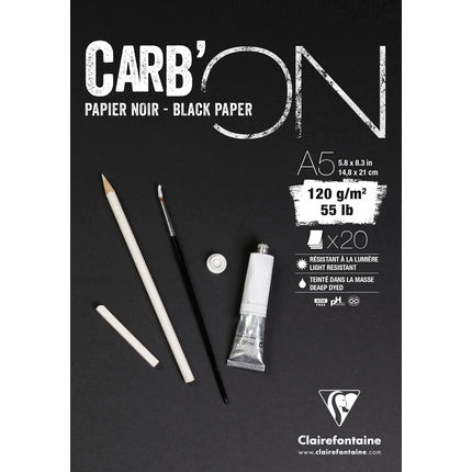 Black CarbON A5 Black 120 gsm 20 sheet A5 pad