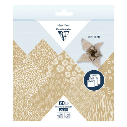 Clairefontaine Origami 60 sheets mixed sizes - Kraft Floral
