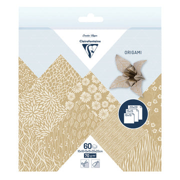 Clairefontaine Origami 60 sheets mixed sizes - Kraft Floral