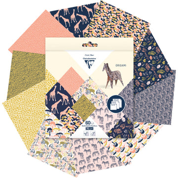 Clairefontaine Origami 60 sheets mixed sizes - Safari