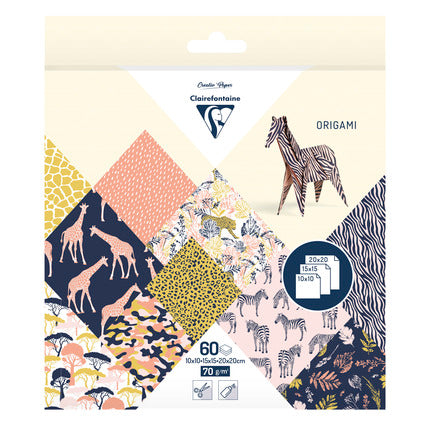 Clairefontaine Origami 60 sheets mixed sizes - Safari