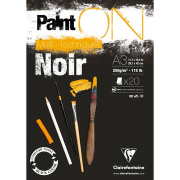 Clairefontaine Paint ON 250gsm Mixed Media Paper Pad 20 sheets A3 - Black