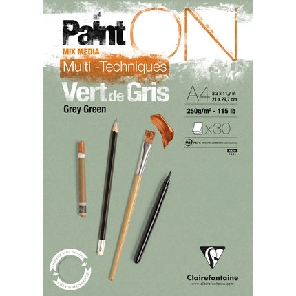 Grey Green Mixed media pad painton