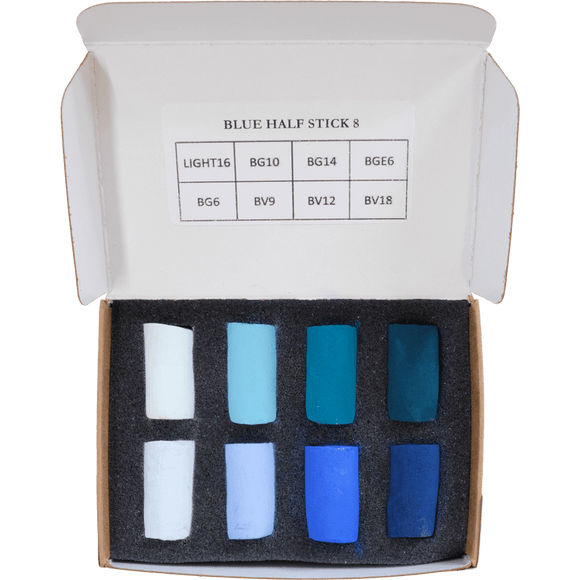 Unison Soft Pastels 8 Half Stick Blue Mini Set