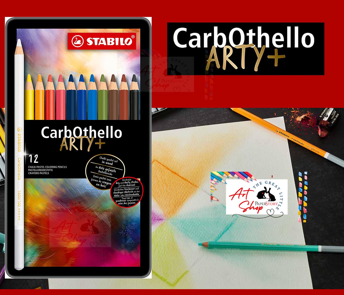 STABILO CarbOthello Pastel Arty + Coloured pencils tin of 12