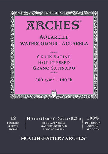 arches hot pressed paper pad size a5
