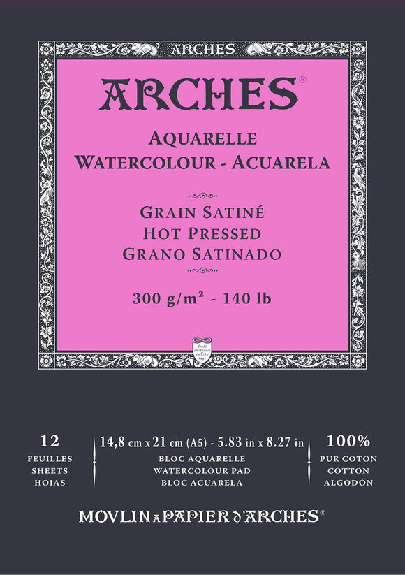 arches hot pressed paper pad size a5