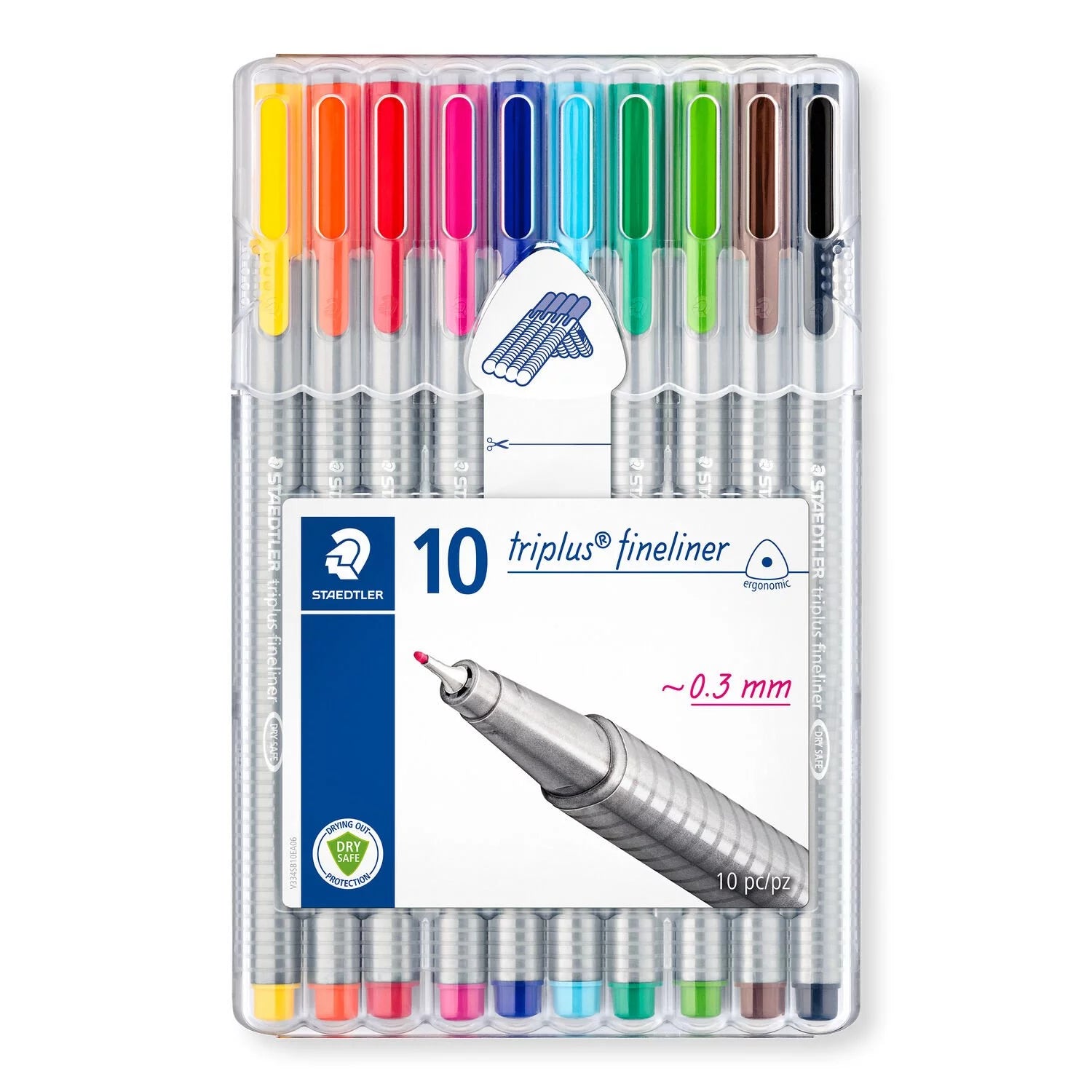Staedtler Fineliner Triplus pens 10 mixed colours