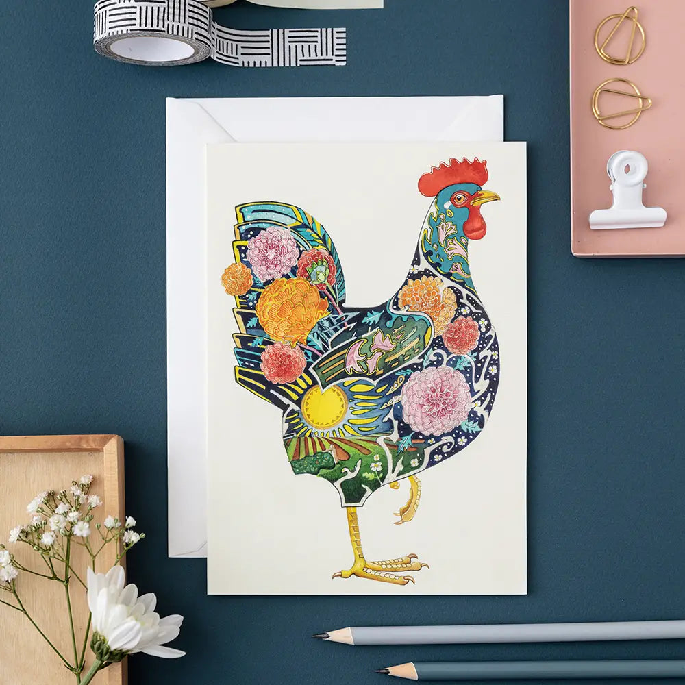 The DM Collection Chicken Greetings Card & Envelope