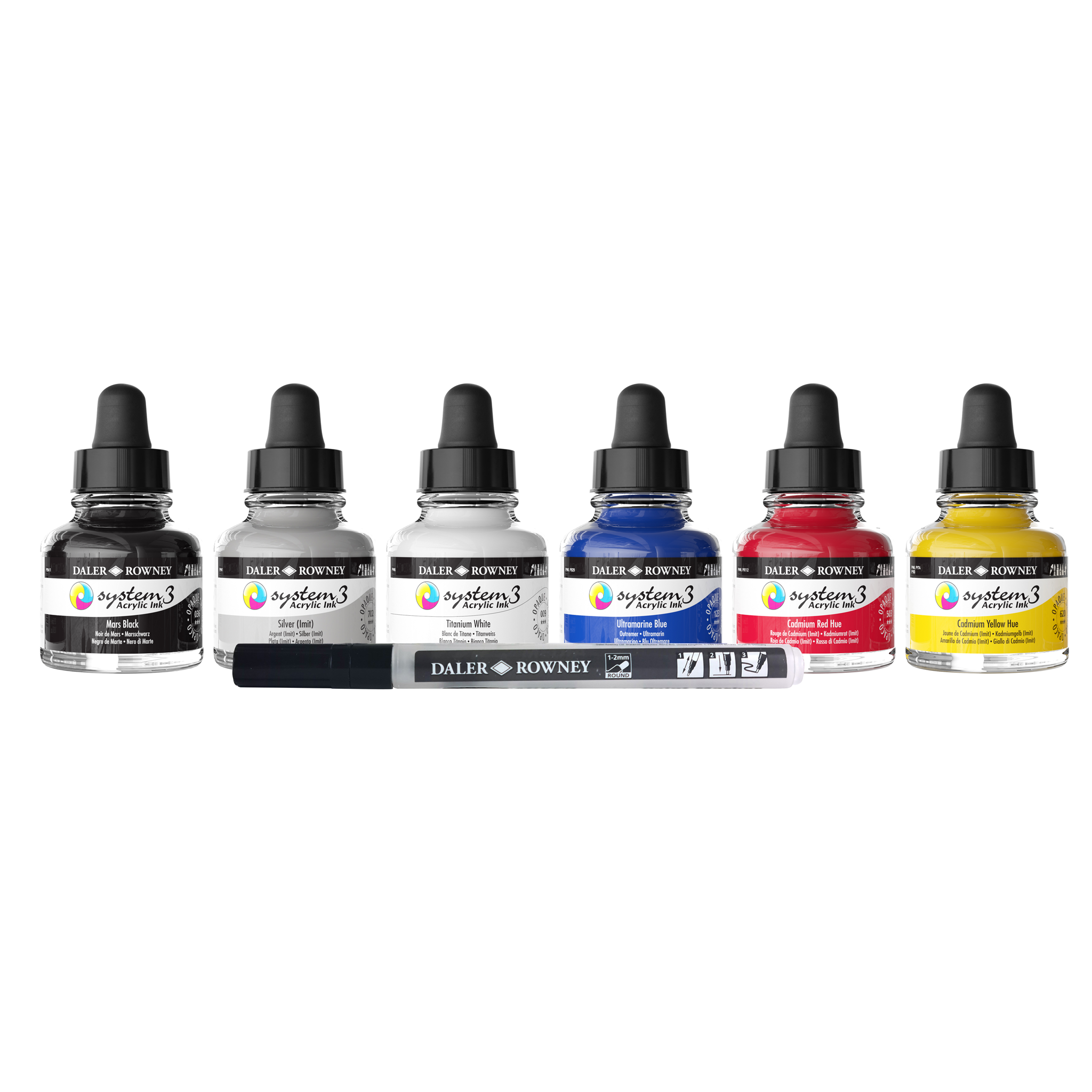 System 3 Acrylic Ink 29.5ml - Introduction Set of 6 inks