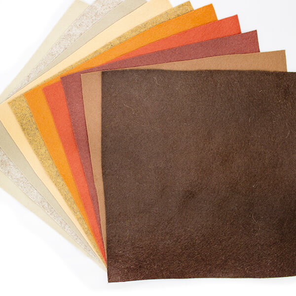 Wool Mix FB9-3  Felt Roll 9 x 9 inches square mixed pack of 10 sheets