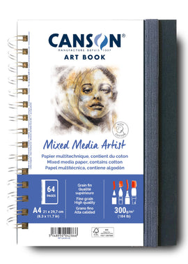 Canson Mixed Media Spiral Bound Artist Pad A4 300gsm