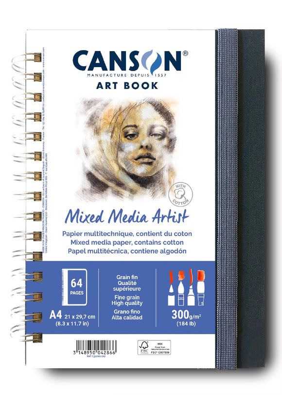 Canson Mixed Media Spiral Bound Artist Pad A4 300gsm