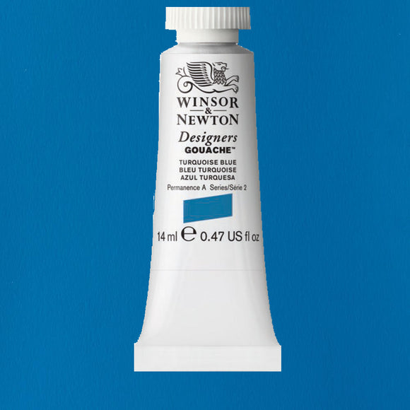 Winsor & Newton Designers Gouache paint 14 mls Turquoise Blue