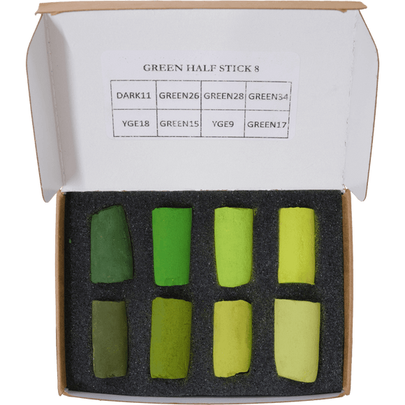 Unison Soft Pastels 8 Half Stick Green Mini Set