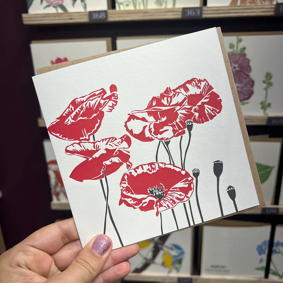Poppy Letterpress Greetings Card