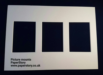 Pre-cut Mount 1.4 mm acid free - Textured Antique White - Frame Size A4 (29.7 x 21 cm) Multi Aperture Mount