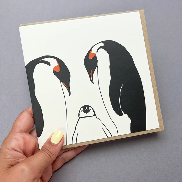 Penguin Family Letterpress Greetings Card