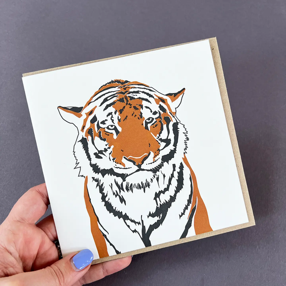 Tiger Letterpress Greetings Card