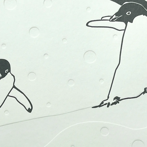 Penguin Slide Letterpress Greetings Card