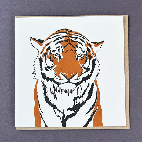 Tiger Letterpress Greetings Card