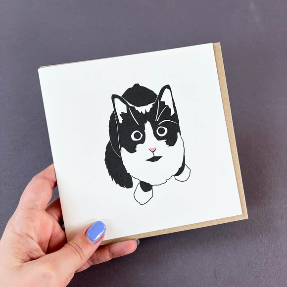 Black Cat Letterpress Greetings Card