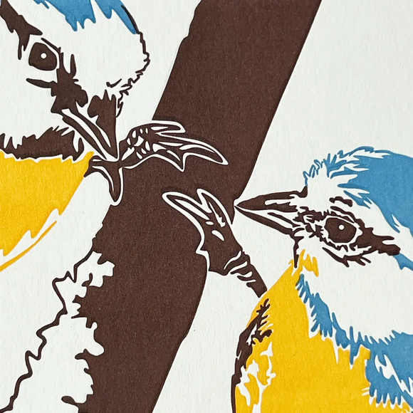 Blue Tits Letterpress Greetings Card