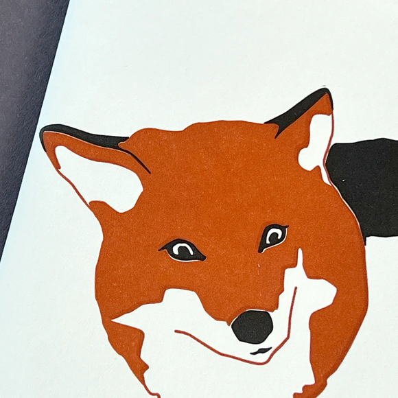 Fox in Love Letterpress Greetings Card