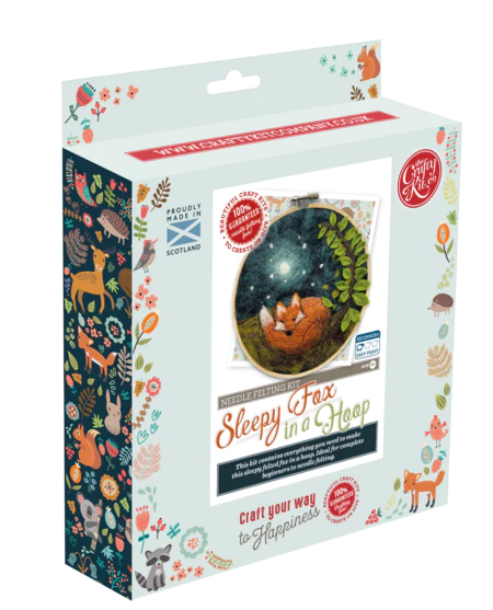 The Crafty Kit Company Sleepy Fox in A Hoop Needle Felt Craft Kit