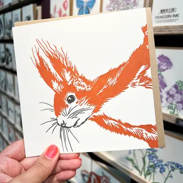 Cheeky Red Squirrel Letterpress Greetings Card