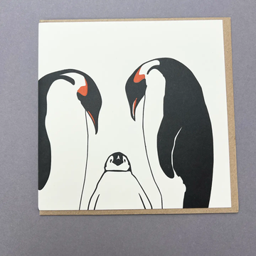 Penguin Family Letterpress Greetings Card