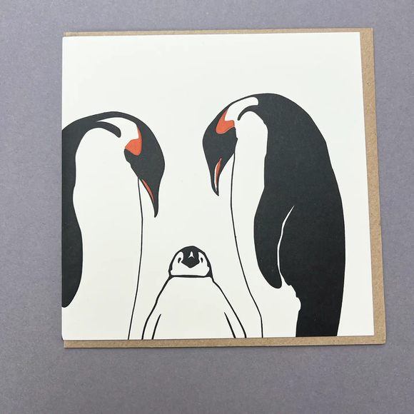 Penguin Family Letterpress Greetings Card