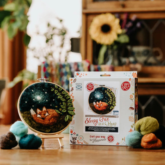 The Crafty Kit Company Sleepy Fox in A Hoop Needle Felt Craft Kit