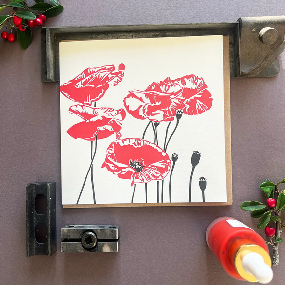 Poppy Letterpress Greetings Card