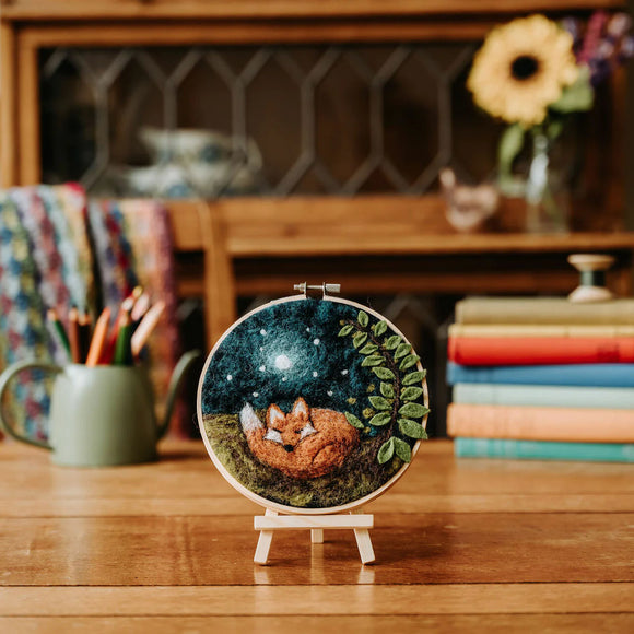 The Crafty Kit Company Sleepy Fox in A Hoop Needle Felt Craft Kit