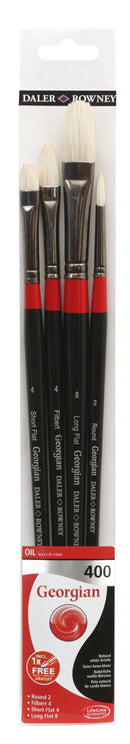Daler Rowney Georgian Oil Natural Hog Bristle Brush Set Nº400