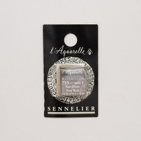 Sennelier L'Aquarelle Watercolour Paint Half Pan - Ivory Black