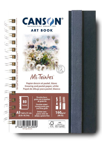 Canson Drawing & Pastel Paper Spiral Bound Artist Pad A5 160 gsm
