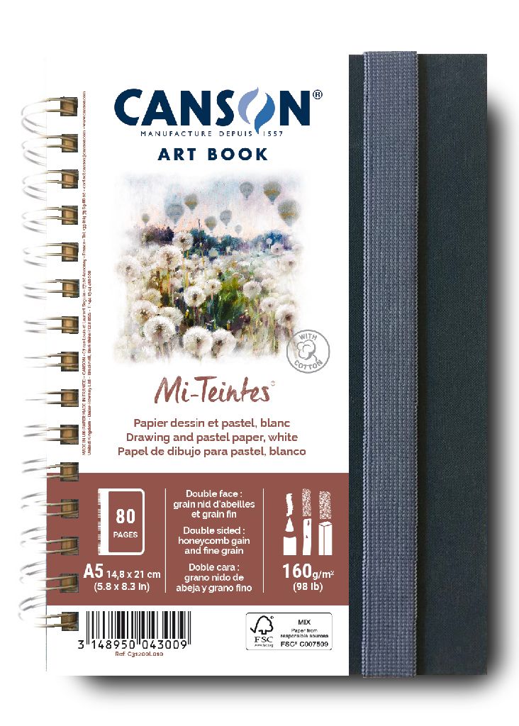 Canson Drawing & Pastel Paper Spiral Bound Artist Pad A5 160 gsm