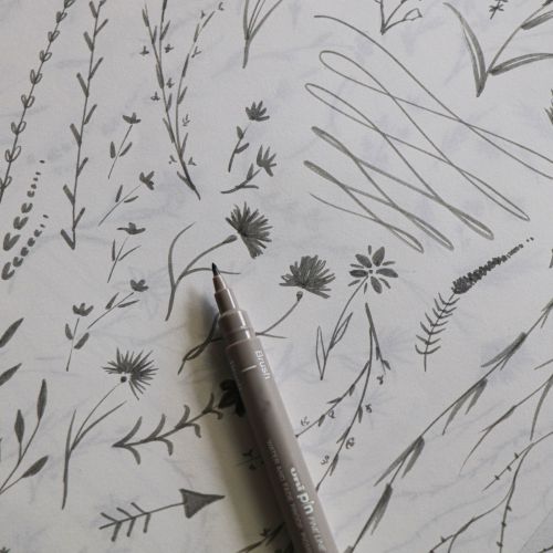 Uni Pin Fine Line Light Grey Waterproof Drawing Pen Brush Nib