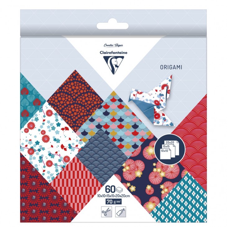 Clairefontaine Origami 60 sheets mixed sizes - Japanese Hanayo patterns