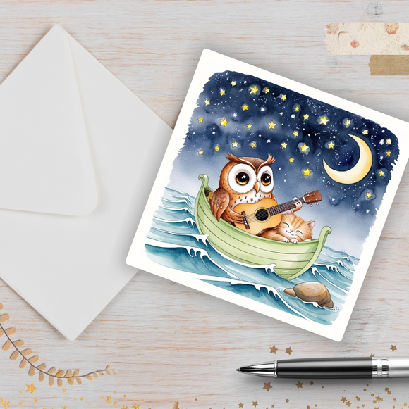 Owl & The Pussy Cat - Greetings Card & Envelope