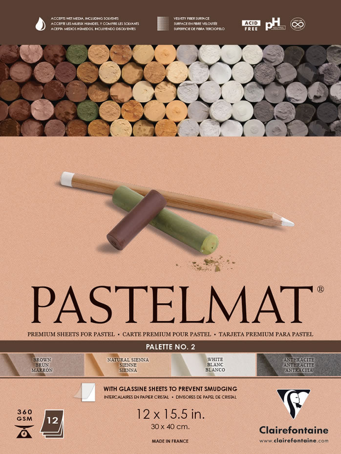 Pastelmat Clairefontaine Nº 2 Pad x 12 sheets 7" x 9.5" (18 x 24 cm) - small