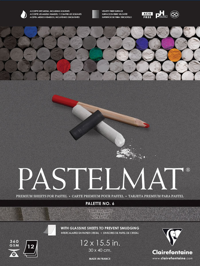 Pastelmat Clairefontaine Nº 6 Pad x 12 sheets Anthracite