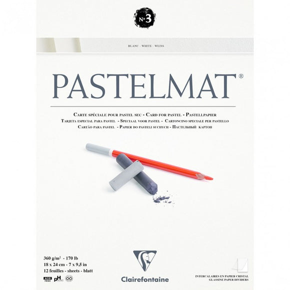 Pastelmat Clairefontaine Nº 3 Pad x 12 sheets White 7" x 9.5" (18 x 24 cm) - Small