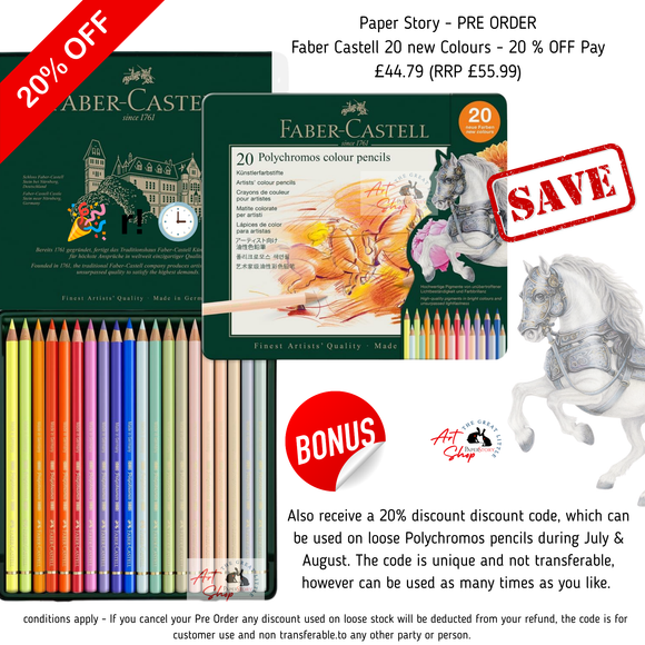 Faber-Castell Polychromos Artists Pencils Tin of 20 New Colours - Pre Order Dispatch August