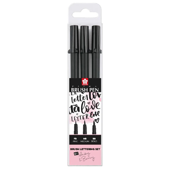 Sakura Pigma Black Brush Lettering Pen set of 3