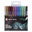Pack of Gelly Roll metallic gel pens with colorful packaging on a white background
