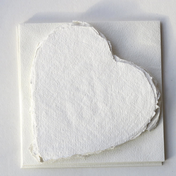 Khadi Handmade Cotton Paper 210gsm Heart Paper & Envelope Pack 15 x 15cm KPHW